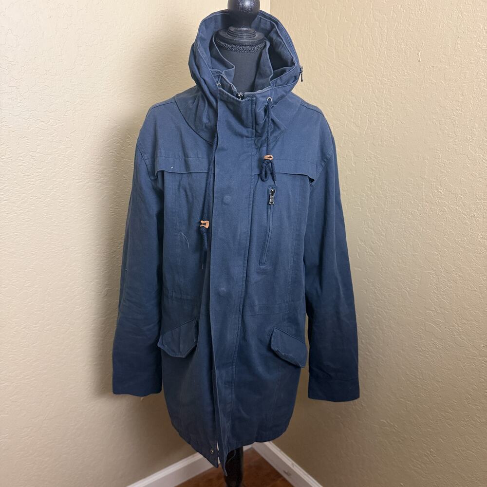 HJ.Room Hooded Parka Jacket Men’s XL Navy Blue Utility Military Coat Made Korea